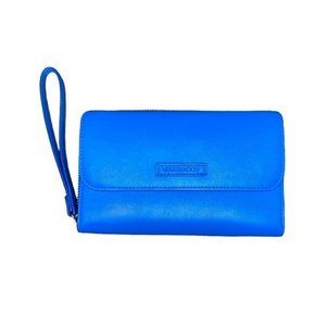 Vera Bradley blue faux leather Ultimate wristlet zip around wallet